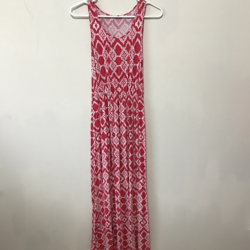 Charlotte Russe Coral Printed Maxi Dress XS
